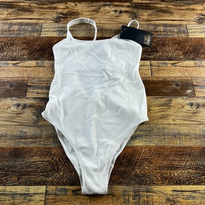 Cache Coeur Womens Swimsuit Maternity One Piece Cheeky Ribbed White Beach Small