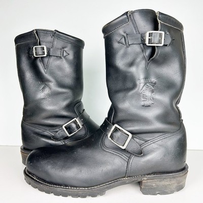 Chippewa 27867 Black Leather 11-Inch Engineer Steel Toe Moto Boots USA Size 11 D