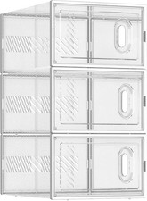 White), Plastic Foldable Shoe Rack Organizer Sneaker Storage Containers (X-