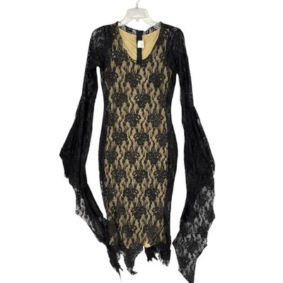 Witchy Elvira Dress Gothic Lace Overlay Punk Small Womens Whimsygoth Costume
