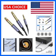 3.5mm TRS to Dual 6.35mm 1/4 TS Mono Y Splitter Cable, 1/8 to 1/4 Stereo Audi...