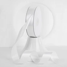 1 Inch White Lux Satin Double Faced Polyester Wrapping Ribbon, 50 Yards