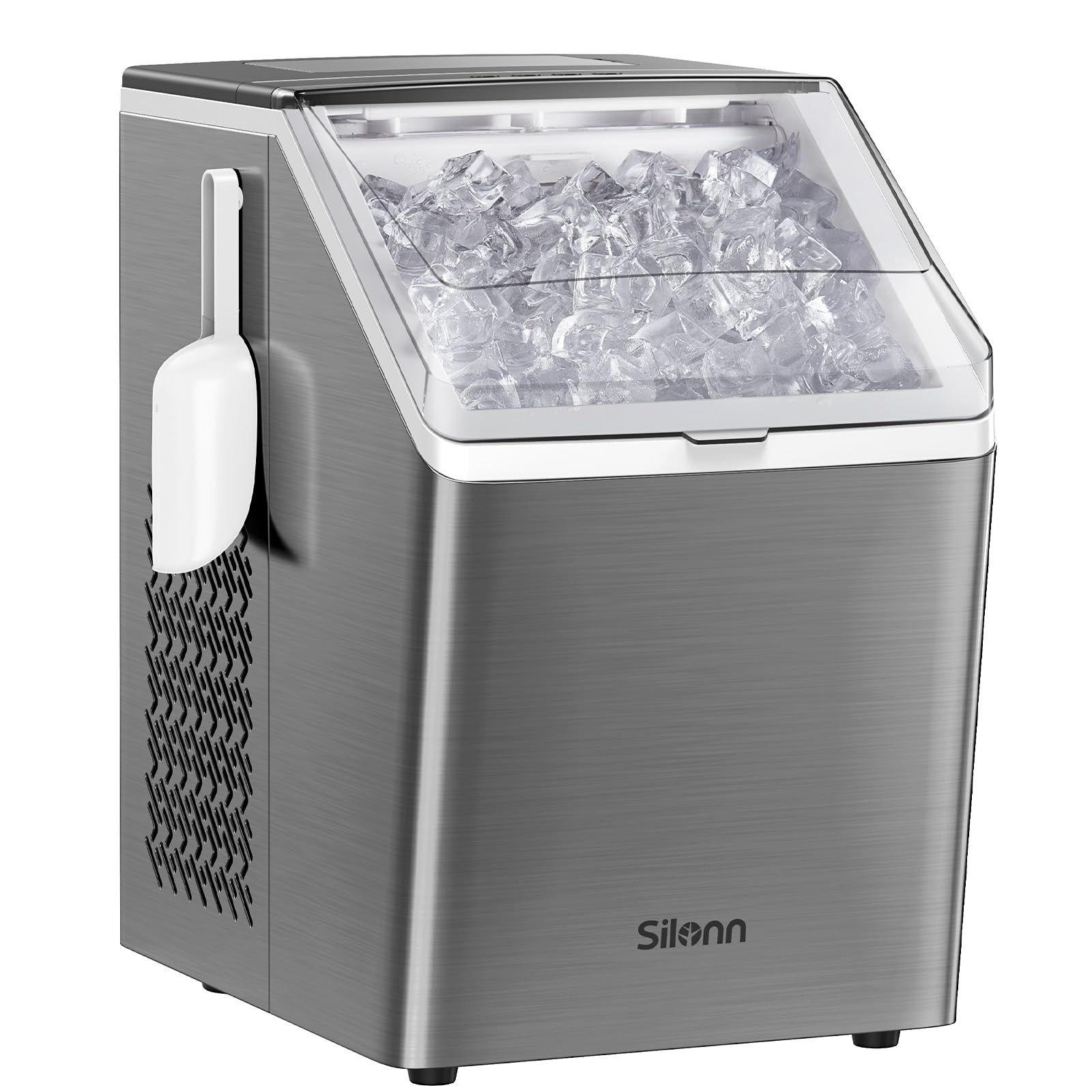 Effortless 44lb/Day Countertop Ice Maker with Self-Cleaning & Dual Water Options