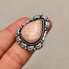 Orange Aventurine Gemstone 925 Sterling Silver Handmade Jewelry Ring Size 9