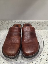 Born Brown Leather Mule Clogs Slip on Womens Wedge Heel Platform Size 8M/W