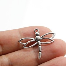 15 or 40PCS, Antique Silver Dragonfly Charm Pendant, Insect, Bug Charm JHS869
