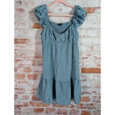 Blu Pepper Anthropologie Dress Womens Medium Blue Boho Stretch Smocked Milkmaid