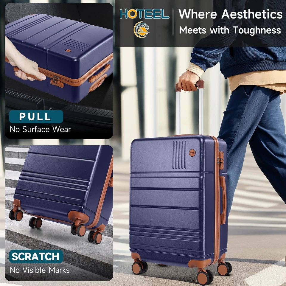 Conjuntos de bagagem 4 peças, garantia de 4 anos ABS+PC malas de capa dura com rodas, ... - Imagem 2 de 4