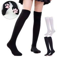 Women 3D Cat Paw Socks Thigh High Over the Knee Stockings Cat Paw Pad Socks