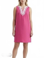Cappagallo Pink Sleeveless Shift Dress with Contrast Trim Size 10