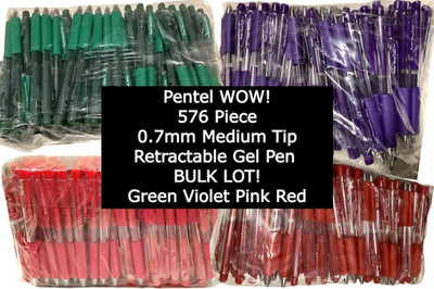 BULK 576pc PEN VARIETY CASE NEW Pentel WOW Medium .7mm Green Violet Pink Red Ink