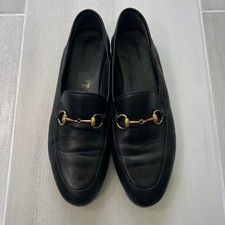 Gucci Black Leather Brixton Horsebit Loafers Women's Size 38.5