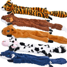 Dog Squeaky Toys 5 Pack, Pet Crinkle Toy No Stuffing Animals Plush, Dog Chew for