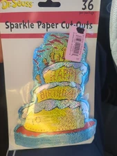 Dr. Seuss Birthday Bulletin Board Sparkle Paper 36 Cut-Outs NIP 