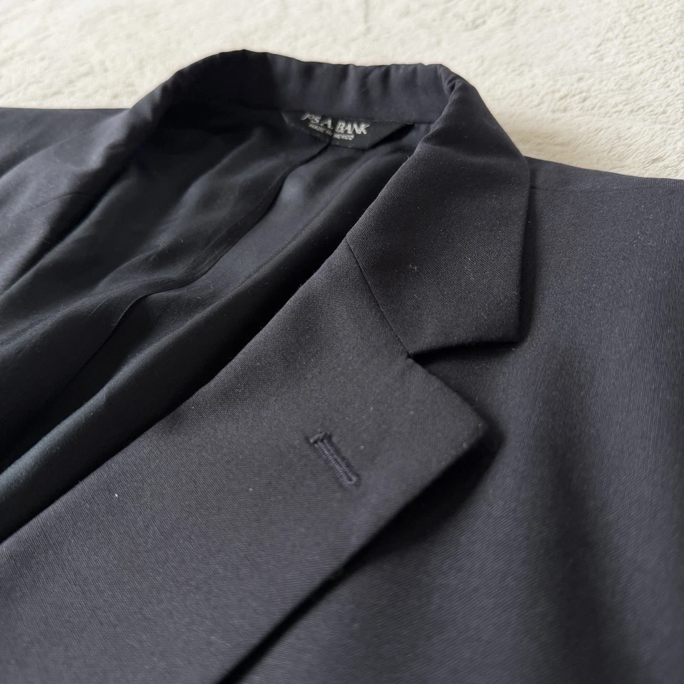 Jos A Bank Mens 2pc 100% Wool Suit | Jacket 48XL~Pants 44/32, Navy Pleats Cuffed - Image 2 of 4