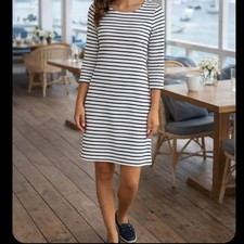 J. Crew Factory Black White Stripe Long Sleeve Mini Dress Size Small NWT Coastal