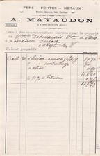 46 LOT GOURDON ferrailleur MAYAUDON 1921 metaux