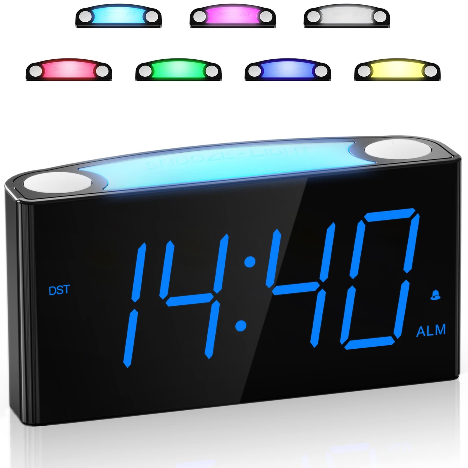 Digital Alarm Clock for Bedroom - 7 Color Night Light, USB and Type-C Charger...