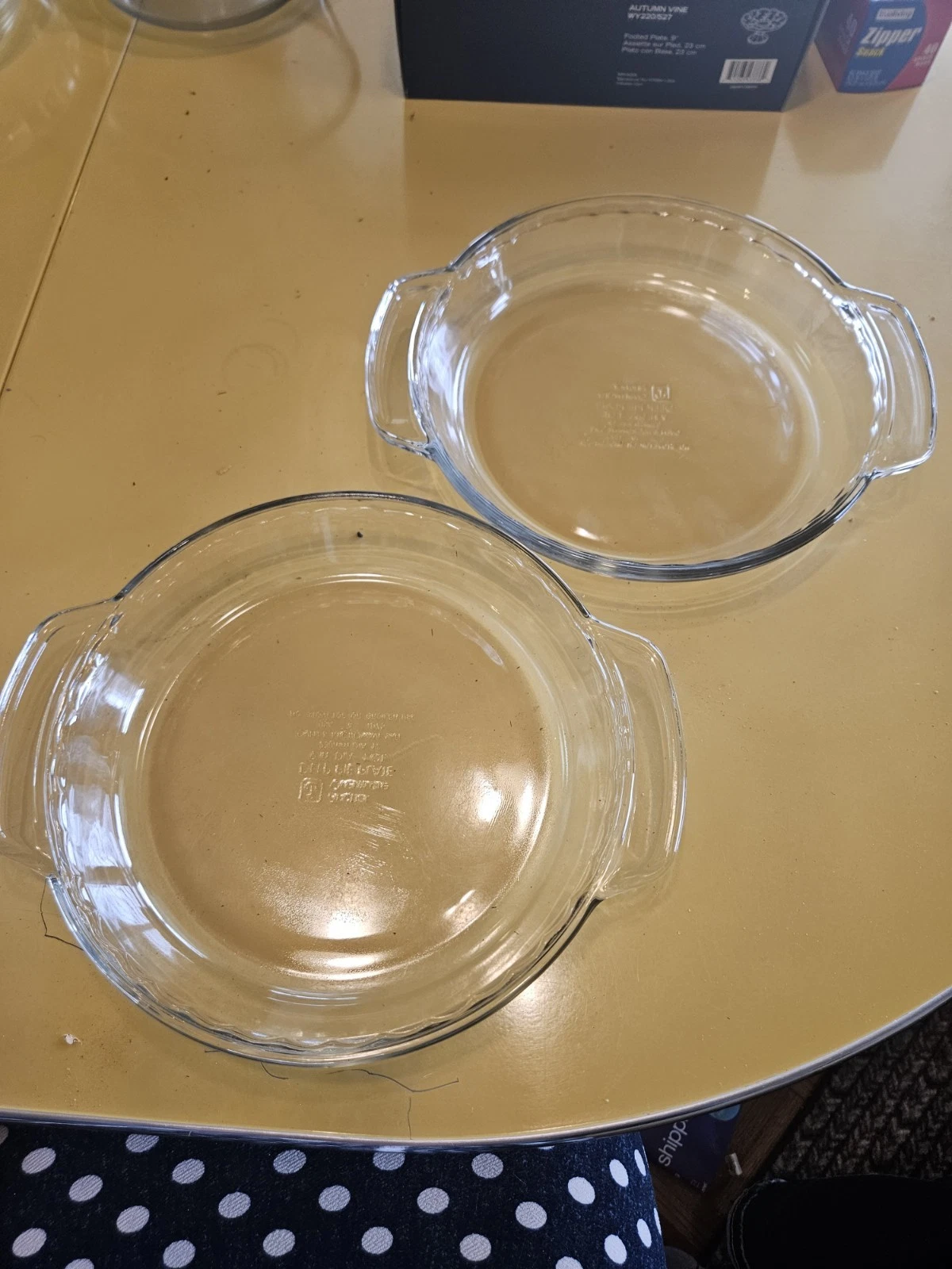 2 Vintage Anchor Hocking 9" Glass Pie Dish