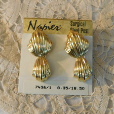 Napier Textured Gold Plated Teardrop Rare Ear...