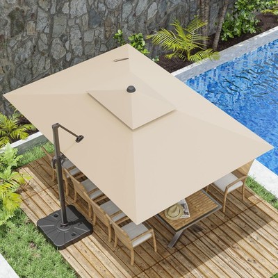 10x13FT Cantilever Outdoor Patio Umbrellas, Double Top Large Rectangle Umbrel...