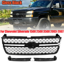 For 2003-2007 Chevrolet Silverado 1500 2500 3500 Front Upper Grille Gloss Black For 2003-2007 Chevrolet Silverado 1500 2500 3500 Front Upper Grille Gloss Black