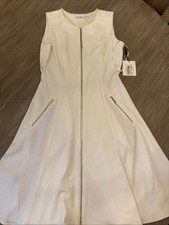 NWT Calvin Klein Ivory Gold Accent Zipper Dress sz 6