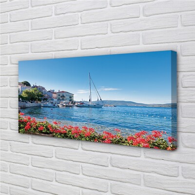 Tulup Leinwandbild 100x50 Wandkunst Meer Schiff Himmel Sommer