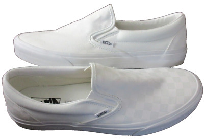 Vans Men's Classic Slip On True White Checkerboard Canvas Skate Shoes Size 9.5