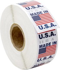Made in USA Pre-Printed Labels Stickers with Permanent Adhesive on 1" Core (1...