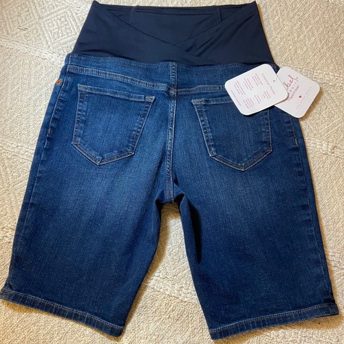 Isabel Maternity Shorts Womans Size 2 Blue Crossover Panel Bermuda Denim Jean - Picture 9 of 12