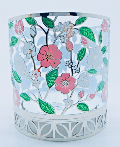 BATH & BODY WORKS WHITE AND PINK FLORAL TOSS 3 WICK CANDLE HOLDER SLEEVE NEW - Picture 9 of 15