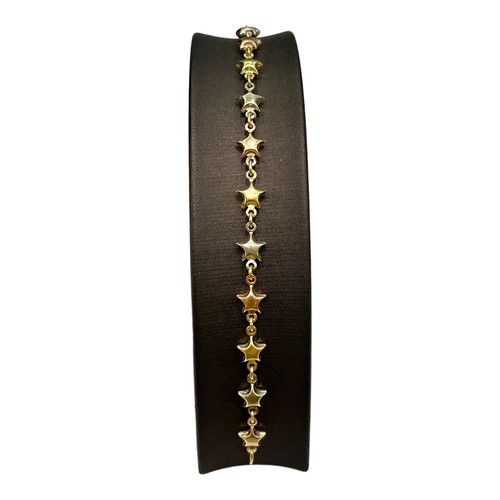 18ct 18K Tri Tone Gold Star Link Ladies Bracelet 7.21 Grams 19cm. Brand New - Picture 5 of 10