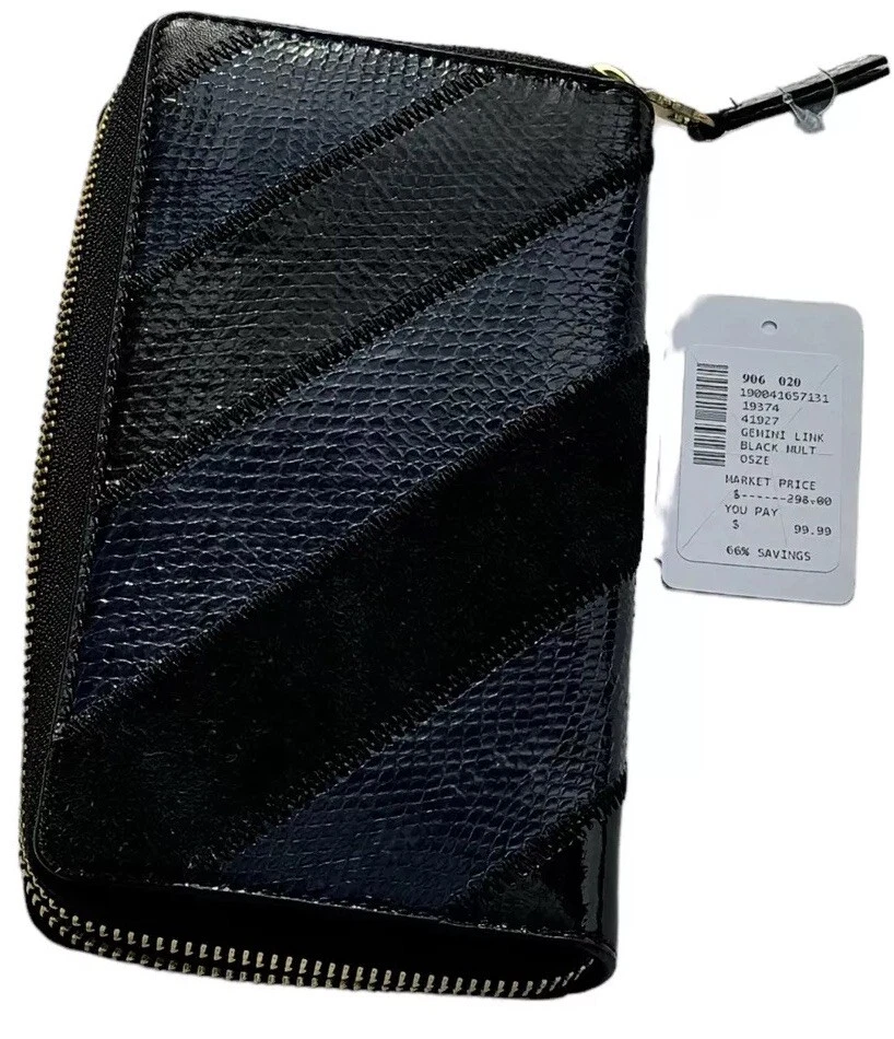 Cartera Continental TORY BURCH GEMINI LINK SERPIENTE CREMALLERA Azul Marino Negra Foto 4 de 4