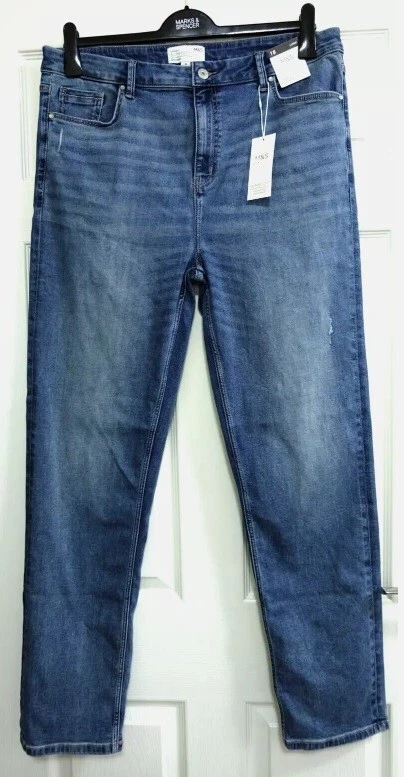 Ladies M&S Denim Sienna Jeans Straight Stretch High Rise Womens Trouser - Image 2 of 4