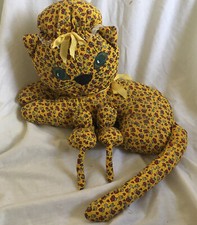 Vintage 1970s Handmade Cat With Nursing Kittens Plush Stuffed Animal Vtg Plush