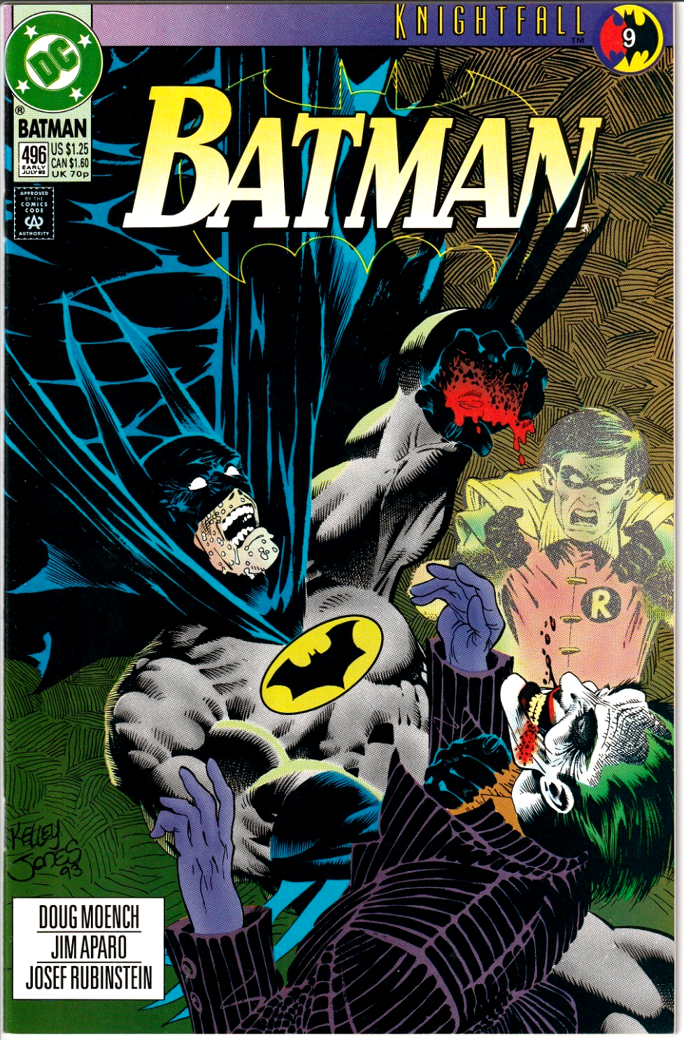 Batman #496 NM 9.4 1993 DC Kelly Jones Jim Aparo Knightfall Joker Cover