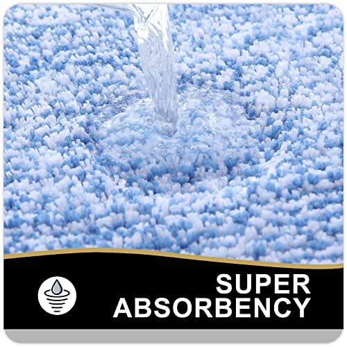 Bathroom Rugs 24x16, Extra Soft and Absorbent Small (24" x 16") Blue and White - Picture 4 of 7