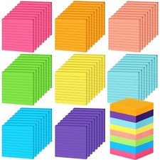64 Pcs Lined Sticky Notes Self Stick Notes with Lines Bright Assorted Colors ...