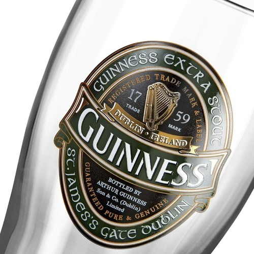 Guinness Green 4 Pack "Ireland Collection" Tulip 20oz Pint Glass Set Official - Picture 4 of 6