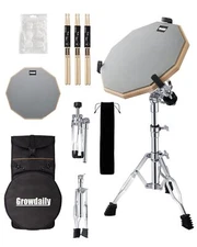 Drum Practice Pad Snare Drum Stand Set 12 In With Double Sided Silent Drum Pa...