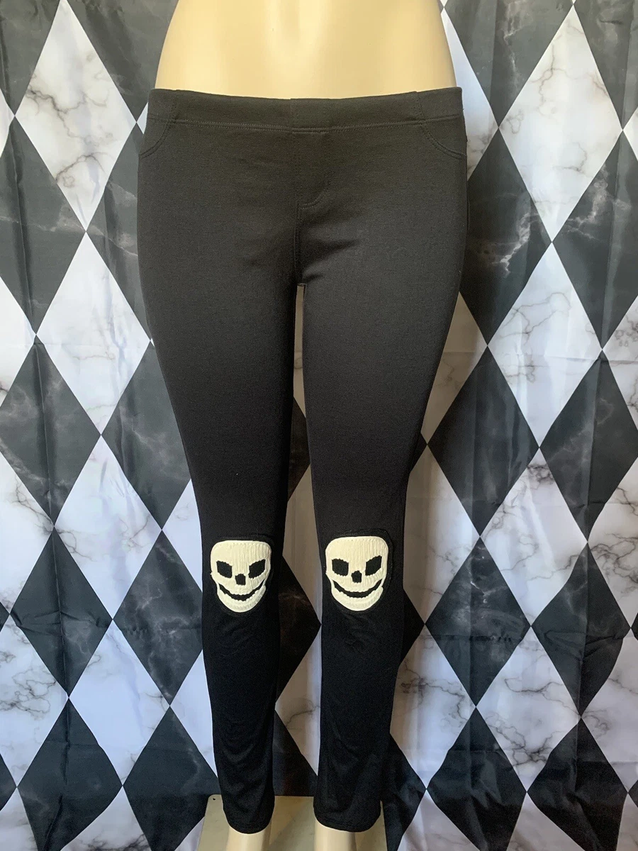 Black Skull leggings, Stretchy workout leggings