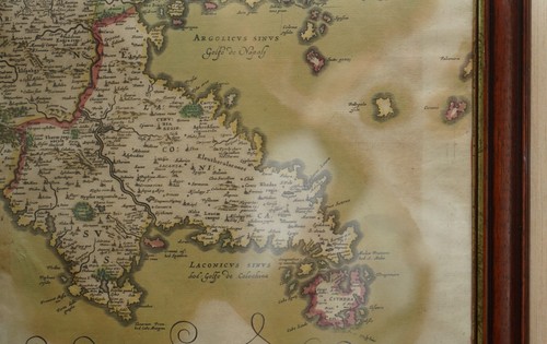 GREECE 1660 JAN JANSSON WATERCOLOUR MAP PELOPONESUS SIVE MOREA I LAURENBERGIO - Picture 4 of 11
