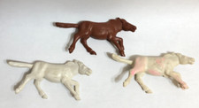 Vintage Original Marx 1950s Fort Apache 3 Soft Plastic Horses, 54mm  
