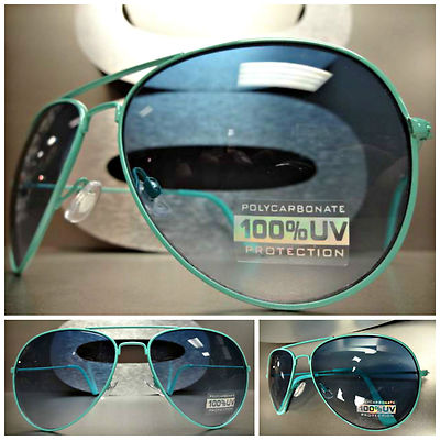 Mens or Women CLASSIC VINTAGE RETRO Style SUN GLASSES Turquoise Frame Blue Lens