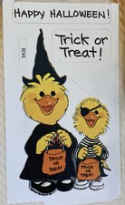 Vintage 1980  s Suzy  s Zoo Ducks Halloween trick or treat stickers 3-4  