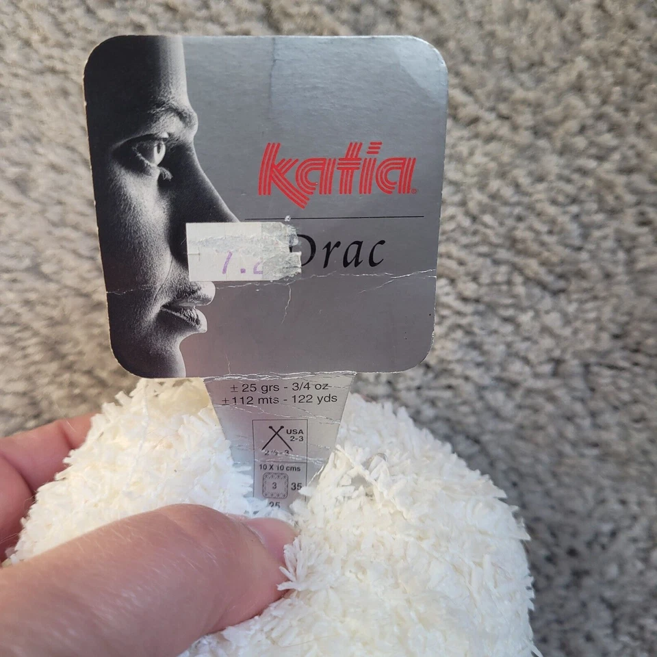 Katia Yarn White Drac 1 ball Nylon Fuzzy  25g 122 yds Color 1 Lot 24531 DISC - Image 4 of 4