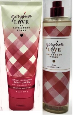 x2 Bath & Body Works GINGHAM LOVE Fine Fragrance Mist & Ultimate Hydration Cream