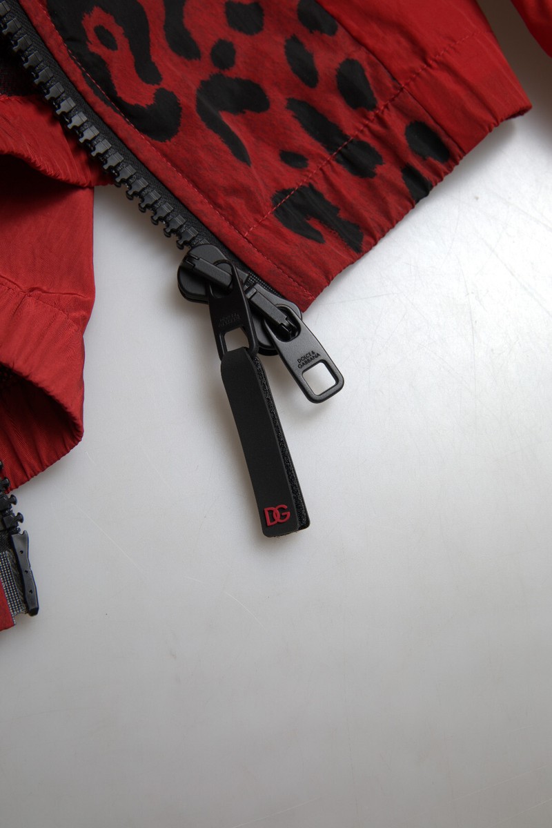 【新品試着程度】ドルチェ&ガッバーナ　サイズ表記「38」24センチ程度 豹柄 DOLCE & GABBANA Sweater Full Zip Red Leopard Nylon s. IT44