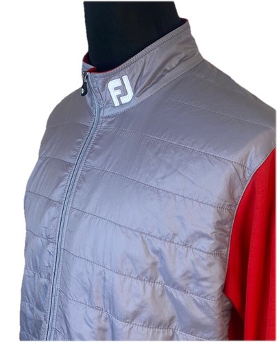 Footjoy Jacket Medium Red Gray Puffer Hybrid Full Zip FJ Collar Logo & Club Logo - Picture 7 of 14